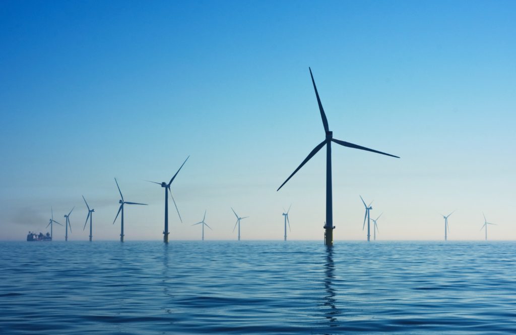 A photo of an offshore wind farm