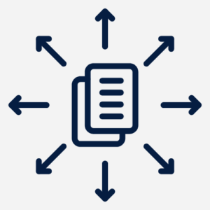 a paper document surrounded by arrows