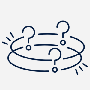 three question marks spinning in a circle
